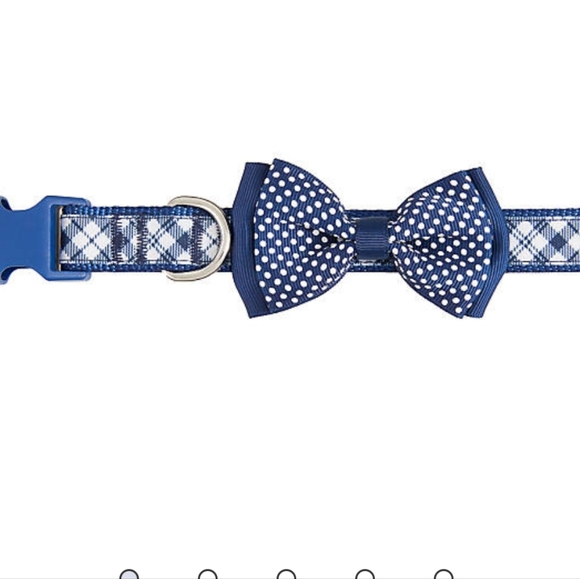 Top Paw® Blue Plaid with Bow Tie Adjustable Dog Collar Small - Picture 3 of 5